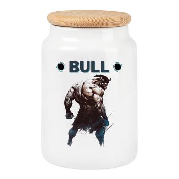 Team Bull - Keksdose mit Holzdeckel - Weiß - Vorne