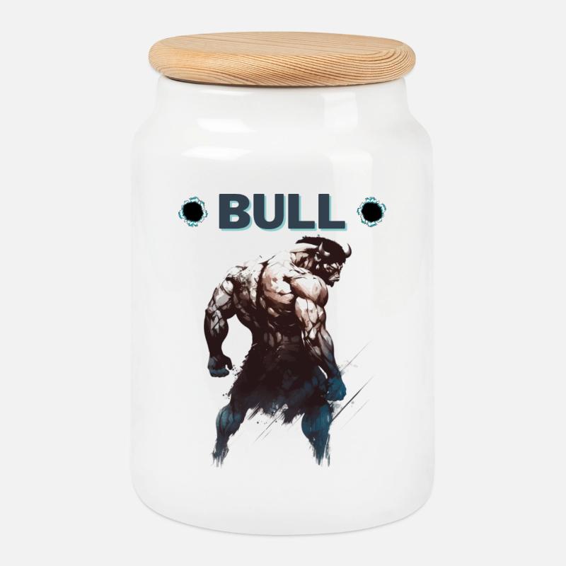Team Bull - Keksdose mit Holzdeckel - Weiß