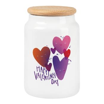 happy valentines day - Keksdose mit Holzdeckel - Weiß - Vorne