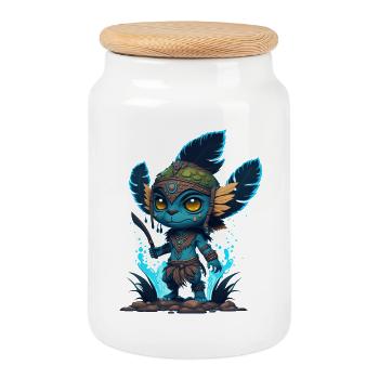 Avatar La Voie de l'Eau, mignon personnage, navi - Boîte à biscuits avec couvercle en bois - blanc - Devant