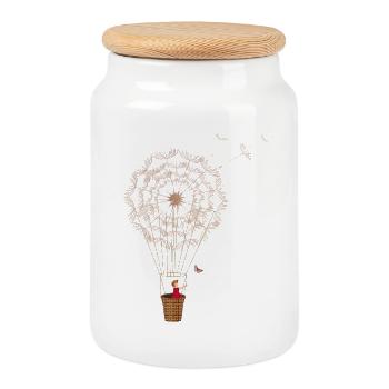 fanciful dandelion balloon - Cookie Jar with Wooden Lid - white - Front