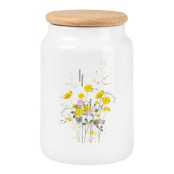 prairie de renoncules jaune vif pleine d’harmonie - Boîte à biscuits avec couvercle en bois - blanc - Devant