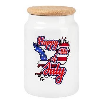 Happy 4th of July - Independence Day - Keksdose mit Holzdeckel - Weiß - Vorne
