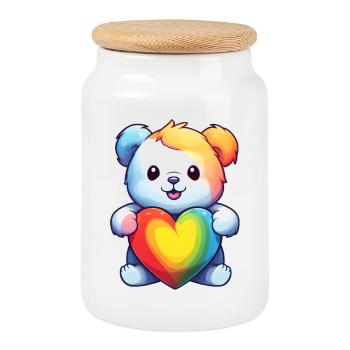 Love is a Bear Necessity - Cookie Jar with Wooden Lid - white - Front