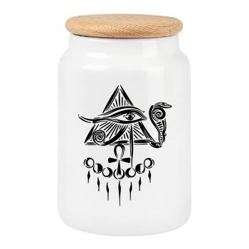 Œil d’Horus Œil d’Horus - Boîte à biscuits avec couvercle en bois - blanc - Devant