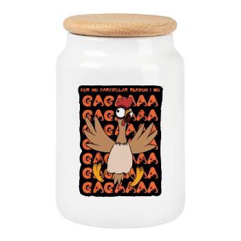 Crazy chicken - Cookie Jar with Wooden Lid - white - Front