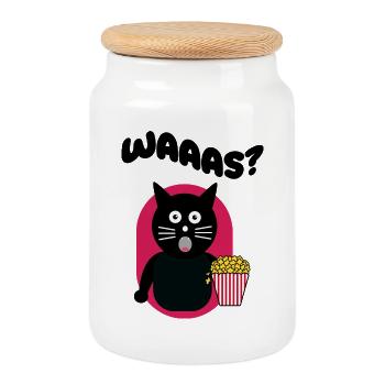 Filme Katze Popcorn Statement Theater Streaming - Keksdose mit Holzdeckel - Weiß - Vorne