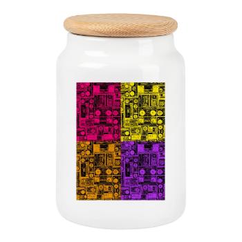 La musique pour toujours ! - Boîte à biscuits avec couvercle en bois - blanc - Devant
