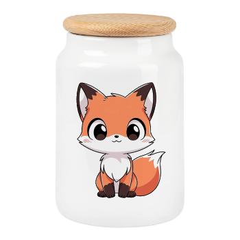 Fuchs Waldtiere Liebe Comic Natur Tier Kind Baby - Keksdose mit Holzdeckel - Weiß - Vorne