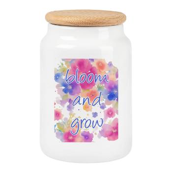bloom and grow - Cookie Jar with Wooden Lid - white - Front
