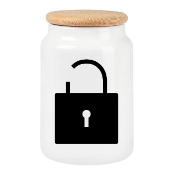 No security no security open lock lock - Cookie Jar with Wooden Lid - white - Front