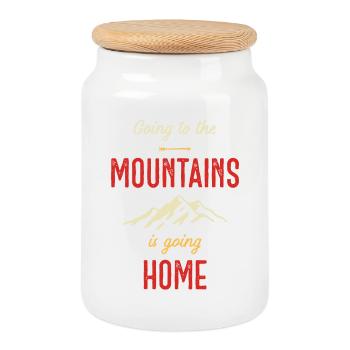 Going to the Mountains is Going Home - Cookie Jar with Wooden Lid - white - Front