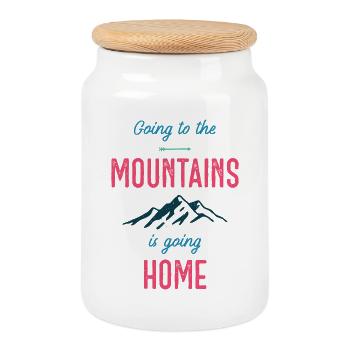 Going to the Mountains is Going Home - Cookie Jar with Wooden Lid - white - Front