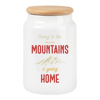 Going to the Mountains is Going Home - Cookie Jar with Wooden Lid - white - Front