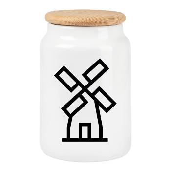 Énergie de l’air de moulin à vent - Boîte à biscuits avec couvercle en bois - blanc - Devant