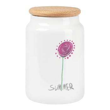 Illustration abstraite de fleur de cristal d’été - Boîte à biscuits avec couvercle en bois - blanc - Devant