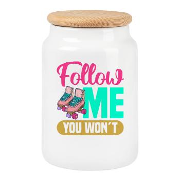 Roller Skate Design - Cookie Jar with Wooden Lid - white - Front