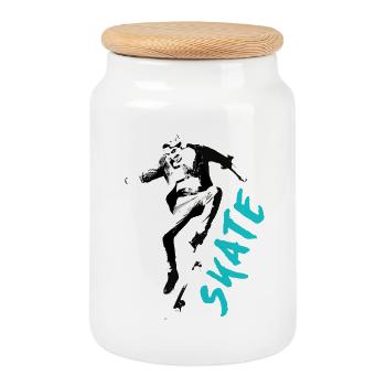 SKATE TSHIRT 2024 - Cookie Jar with Wooden Lid - white - Front