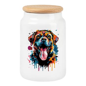 Rottweiler Chien Coloré - J’aime Rottweiler - Boîte à biscuits avec couvercle en bois - blanc - Devant