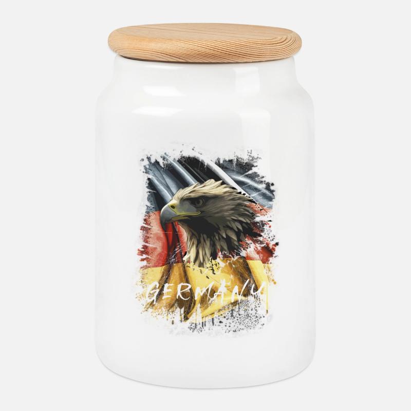 Germany Adler Adlerkopf Geschenk - Keksdose mit Holzdeckel - Weiß
