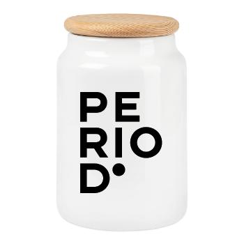 PÉRIODE. - Boîte à biscuits avec couvercle en bois - blanc - Devant