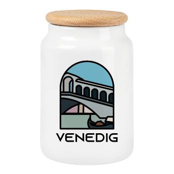 Venedig - Rialtobrücke - Keksdose mit Holzdeckel - Weiß - Vorne