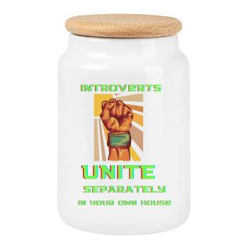 Introverts Unite: Homebound Fist - Keksdose mit Holzdeckel - Weiß - Vorne