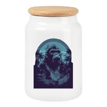 Gorrile bleue - Boîte à biscuits avec couvercle en bois - blanc - Devant