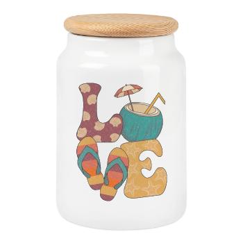 Summer Love - Cookie Jar with Wooden Lid - white - Front