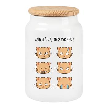 Cats - What's Your Mood? - Cookie Jar with Wooden Lid - white - Front