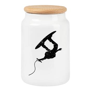 Wakeboard Wakesurfen Surfbrett Stunt Surfing - Keksdose mit Holzdeckel - Weiß - Vorne