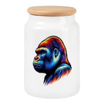 Gorilla - Keksdose mit Holzdeckel - Weiß - Vorne