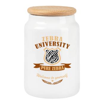 Zebra Diploma - Cookie Jar with Wooden Lid - white - Front