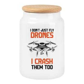 Je ne me contente pas de piloter des drones, je les écrase aussi - Boîte à biscuits avec couvercle en bois - blanc - Devant