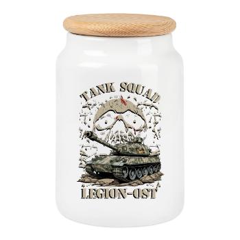 Escouade de chars Légion Est - Boîte à biscuits avec couvercle en bois - blanc - Devant