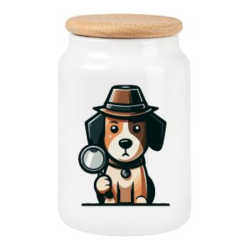 Mystery Hound: The Case of the Curious Canine - Cookie Jar with Wooden Lid - white - Front