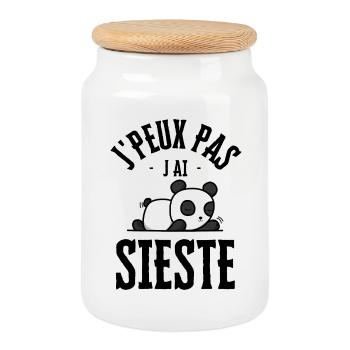 Je peux pas j ai sieste - Boîte à biscuits avec couvercle en bois - blanc - Devant