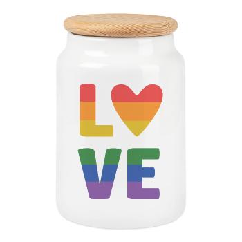 LGBT Pride Month - Liebe ist Liebe - Keksdose mit Holzdeckel - Weiß - Vorne