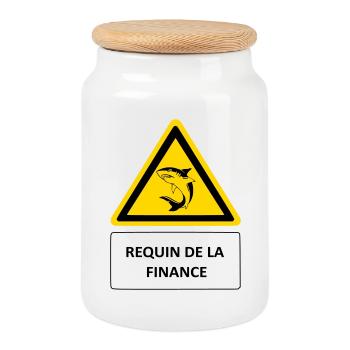 Shark of finance - Cookie Jar with Wooden Lid - white - Front