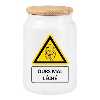 Ours mal léché - Boîte à biscuits avec couvercle en bois - blanc - Devant