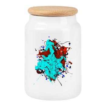 Redturquoise.Splash - Keksdose mit Holzdeckel - Weiß - Vorne