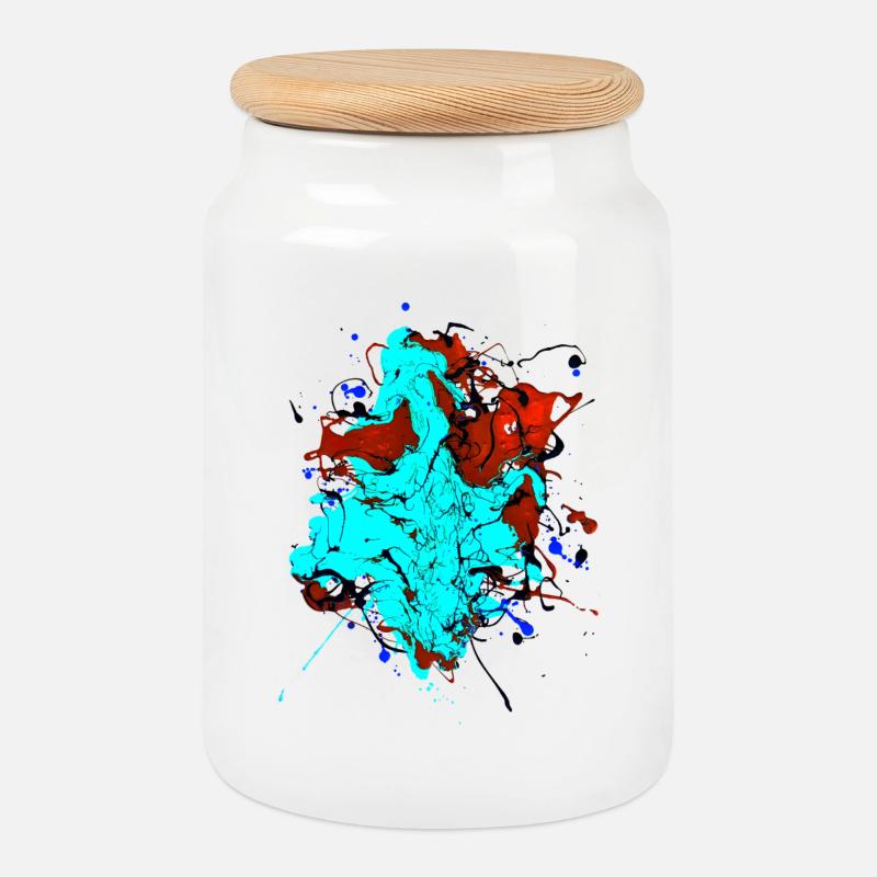 Redturquoise.Splash - Keksdose mit Holzdeckel - Weiß