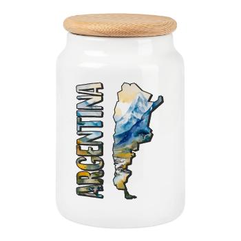 Aquarell Landkarte Argentinien - Keksdose mit Holzdeckel - Weiß - Vorne