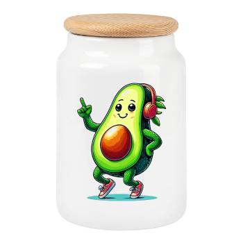 Avocado Bale - Cookie Jar with Wooden Lid - white - Front