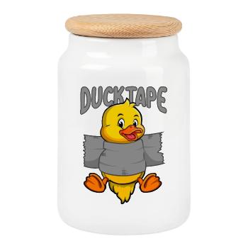 Ruban adhésif Duck | Canetons avec ruban adhésif - Boîte à biscuits avec couvercle en bois - blanc - Devant