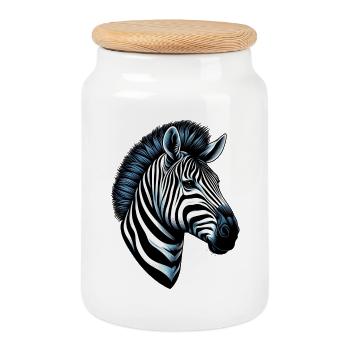 Zèbre - Boîte à biscuits avec couvercle en bois - blanc - Devant