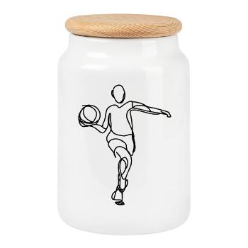 Illustration de joueur de basket-ball - Boîte à biscuits avec couvercle en bois - blanc - Devant