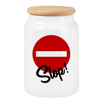 STOP. MESSAGE. QUOTATION. PANEL. DAD. MOTORCYCLE - Cookie Jar with Wooden Lid - white - Front