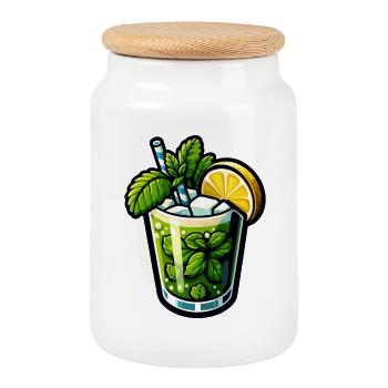 Mojito Cocktail Rum Limette Minze - Keksdose mit Holzdeckel - Weiß - Vorne