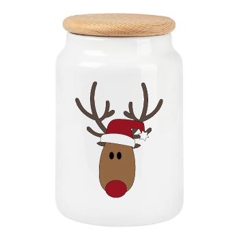 Design pour Noël avec un orignal - Boîte à biscuits avec couvercle en bois - blanc - Devant
